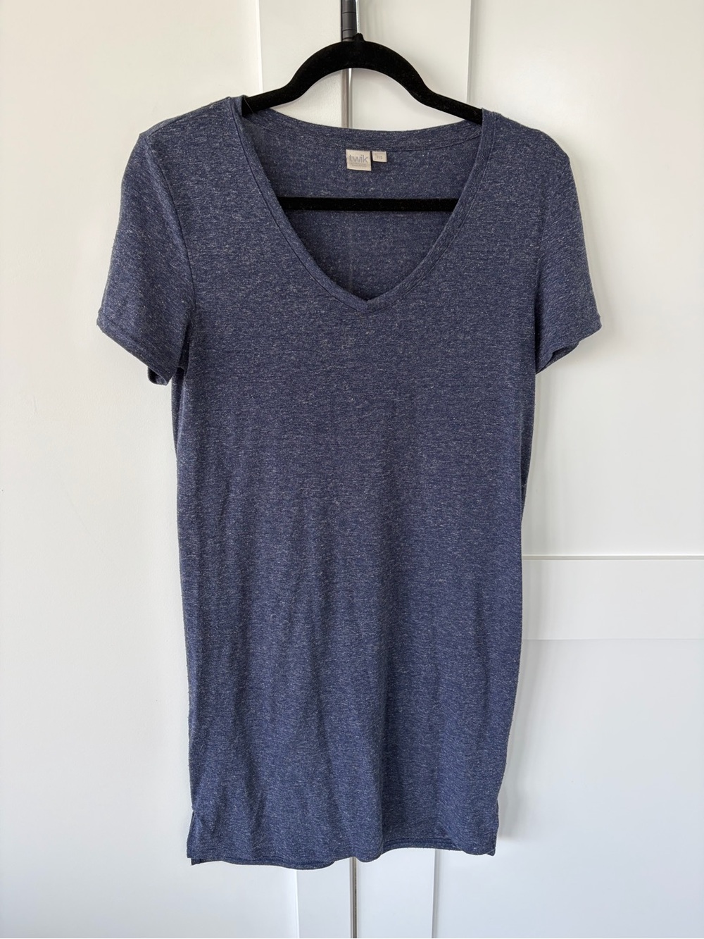 twik Heathered Navy V-Neck Short Sleeve Tshirt Dress